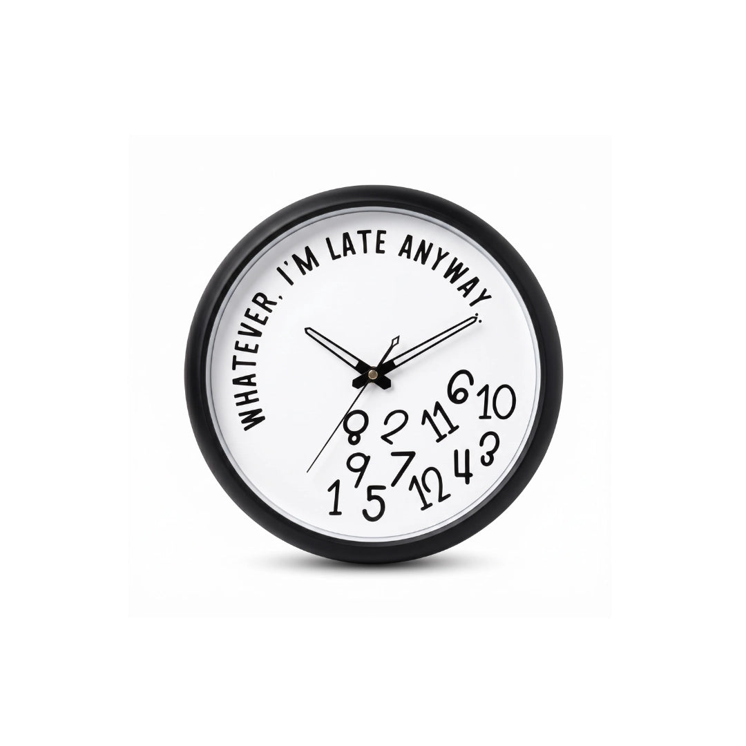 Whatever I'm Late Whimsical Reverse Wall Clock