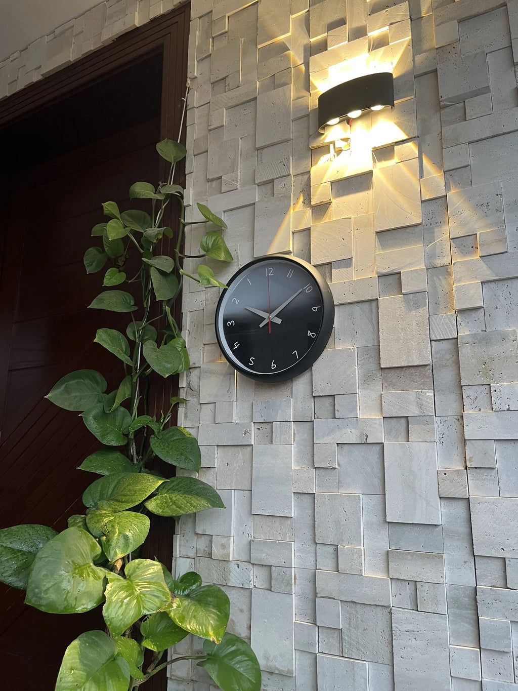 Misty Ocean reverse wall clock mounted in coastal home interior Pakistan