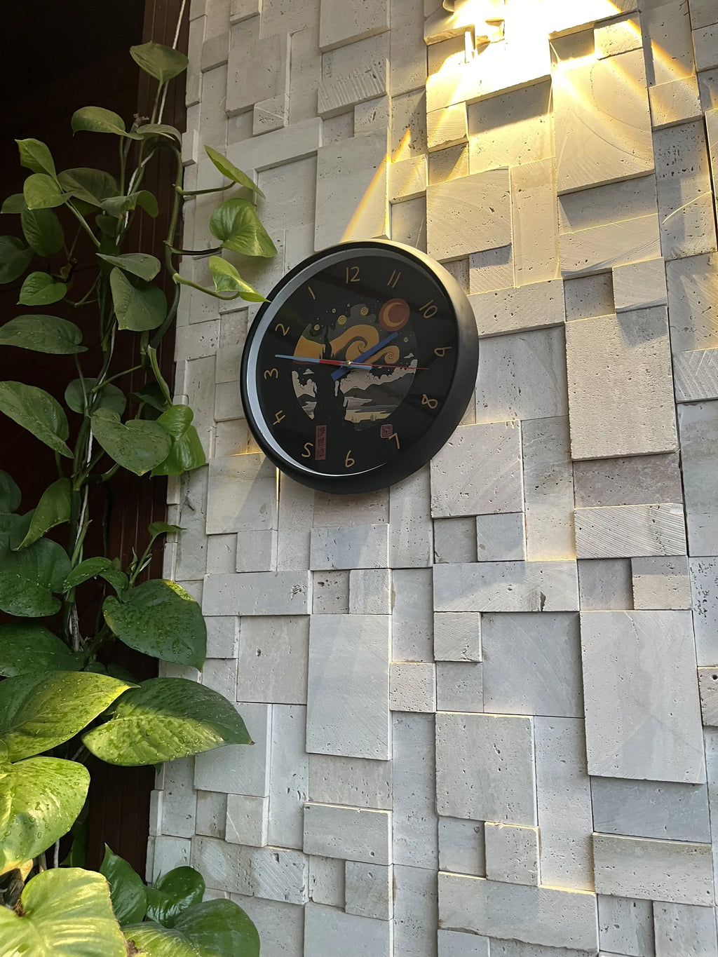 Starry Night reverse wall clock mounted in home interior Pakistan