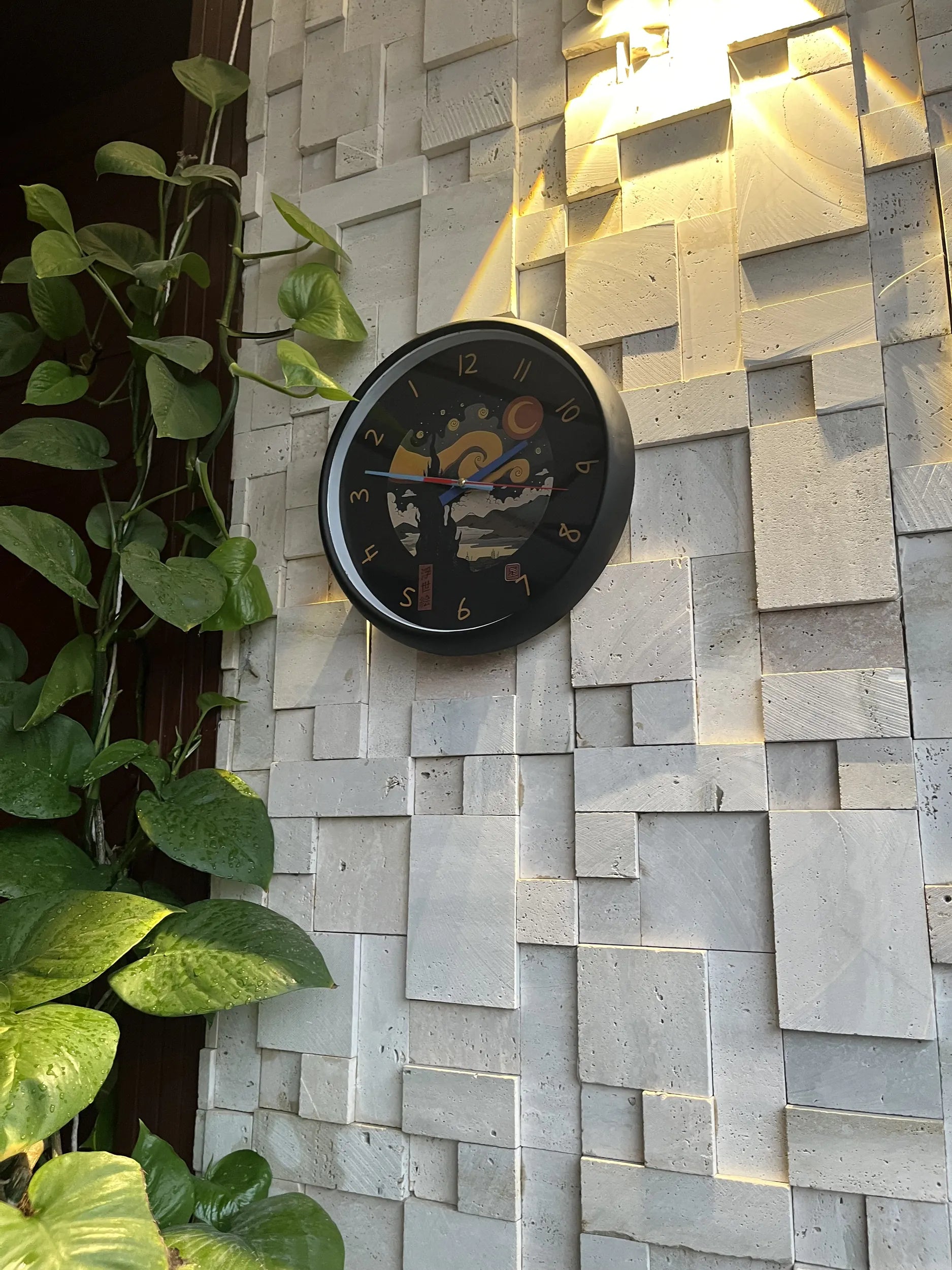 Starry Night reverse wall clock mounted in home interior Pakistan